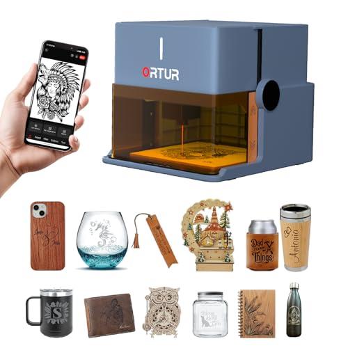 Ortur R1 5000mW Portable Laser Engraver and Cutter, Class 1 Foldable Laser Engraver, Exquisite Gift Box Packaging, APP Control Laser Engraver for Wood, Leather, Glass, Cloth (Misty Blue)
