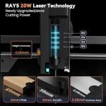 Longer RAY5 20W Laser Engraver, Wood/Leather/Acrylic Engraving Cutting Machine, DIY Desktop Laser Cutter with Safety Protection, Air Assist & 3 in 1 Roller