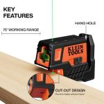 Klein Tools 93MCLPG Compact Self-Leveling Laser Level with Plumb Spot, Bright Green Cross Line, 75-Foot Range, Laser Class 2, Power Output <1mW, Magnetic Mount