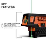 Klein Tools 93MCLPG Compact Self-Leveling Laser Level with Plumb Spot, Bright Green Cross Line, 75-Foot Range, Laser Class 2, Power Output <1mW, Magnetic Mount