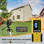 Firecore Laser Level with Receiver Kit, 1/13" High Accuracy, Laser Level 360 Self Leveling with Pulse Mode for Outdoor Up To 197ft, Rechargeable Green Line Laser for Home Renovation Construction-F93
