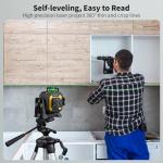 Firecore Laser Level with Receiver Kit, 1/13" High Accuracy, Laser Level 360 Self Leveling with Pulse Mode for Outdoor Up To 197ft, Rechargeable Green Line Laser for Home Renovation Construction-F93