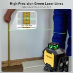 Firecore Laser Level with Receiver Kit, 1/13" High Accuracy, Laser Level 360 Self Leveling with Pulse Mode for Outdoor Up To 197ft, Rechargeable Green Line Laser for Home Renovation Construction-F93