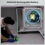 Firecore Laser Level with Receiver Kit, 1/13" High Accuracy, Laser Level 360 Self Leveling with Pulse Mode for Outdoor Up To 197ft, Rechargeable Green Line Laser for Home Renovation Construction-F93