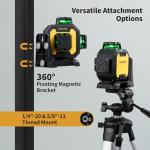 Firecore Laser Level with Receiver Kit, 1/13" High Accuracy, Laser Level 360 Self Leveling with Pulse Mode for Outdoor Up To 197ft, Rechargeable Green Line Laser for Home Renovation Construction-F93