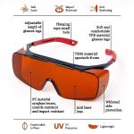 Professional Laser Goggles-Dual Wave 532+1064nm Laser Safety glasses,Resistant to Laser180-540&750-1100nm for 445nm,532nm,1064nm Infrared Laser,Blue,Green,UV Laser Goggles (Cover prescription glasses)