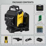 Firecore Laser Level with Receiver Kit, 1/13" High Accuracy, Laser Level 360 Self Leveling with Pulse Mode for Outdoor Up To 197ft, Rechargeable Green Line Laser for Home Renovation Construction-F93