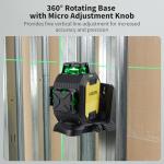 Firecore Laser Level with Receiver Kit, 1/13" High Accuracy, Laser Level 360 Self Leveling with Pulse Mode for Outdoor Up To 197ft, Rechargeable Green Line Laser for Home Renovation Construction-F93