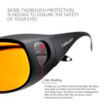 Laser Safety Goggles, 190nm-490nm OD 6+ Professional Laser Eye Protective Glasses for 405nm, 445nm, 450nm, 473nm Wavelength UV light/Violet & Blue Laser Protection