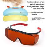 Professional Laser Goggles-Dual Wave 532+1064nm Laser Safety glasses,Resistant to Laser180-540&750-1100nm for 445nm,532nm,1064nm Infrared Laser,Blue,Green,UV Laser Goggles (Cover prescription glasses)
