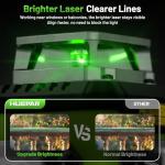 HUEPAR Laser Level 360 Self Leveling, Rechargeable 3D High Brightness Green Laser 3x360° Best Laser Leveler Tool for Construction and Picture Hanging, Strong Magnetic Bracket & Hard Suitcase -B03CG