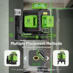 HUEPAR Laser Level 360 Self Leveling, Rechargeable 3D High Brightness Green Laser 3x360° Best Laser Leveler Tool for Construction and Picture Hanging, Strong Magnetic Bracket & Hard Suitcase -B03CG