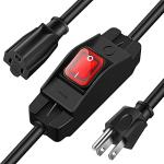 Weewooday 1.3ft Extension Cord with Switch, 3 Prong Weather Proof Extension Cord with on Off Switch, Heavy Duty 15a 125v 1875w Grounded Outlets Plugs for Indoor/Outdoor Electrical Appliances