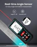 Laser Measure Device, MiLESEEY 393ft Digital Laser Tape Measure with Upgrade Electronic Angle Sensor, 2mm Accuracy, Area Measurement,Volume and Pythagoras, 2" LCD Backlit,Mute, Battery Included