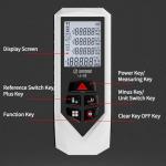 Laser Distance Meter Digital Laser Measuring Tool with LCD Backlit Display, Pythagorean Mode, Area & Volume Calculation, ±2mm Accuracy, Class II, Electronic Tape Measure for DIY and Construction 196ft