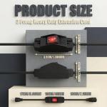 Weewooday 1.3ft Extension Cord with Switch, 3 Prong Weather Proof Extension Cord with on Off Switch, Heavy Duty 15a 125v 1875w Grounded Outlets Plugs for Indoor/Outdoor Electrical Appliances