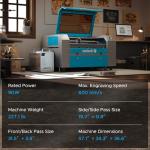 OMTech 90W CO2 Laser Engraver with Water Chiller & LightBurn, 28"x20" Cutting & Engraving Machine with Air Assist, 4-Way Pass, Caster Wheels, RDWorks, for Wood, Glass, Acrylic & More