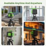 HUEPAR Laser Level 360 Self Leveling, Rechargeable 3D High Brightness Green Laser 3x360° Best Laser Leveler Tool for Construction and Picture Hanging, Strong Magnetic Bracket & Hard Suitcase -B03CG