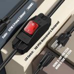 Weewooday 1.3ft Extension Cord with Switch, 3 Prong Weather Proof Extension Cord with on Off Switch, Heavy Duty 15a 125v 1875w Grounded Outlets Plugs for Indoor/Outdoor Electrical Appliances