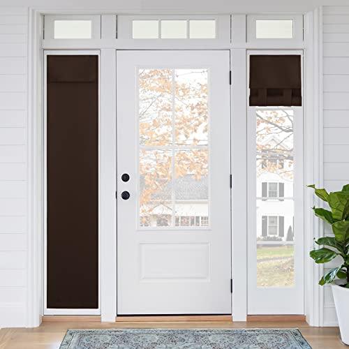 RYB HOME Sightlight French Door Curtains, Privacy Window Curtains Thermal Insulate Covering for Patio/Glass/Front Door, 12 inch x 69 inches, Brown, 1 Panel