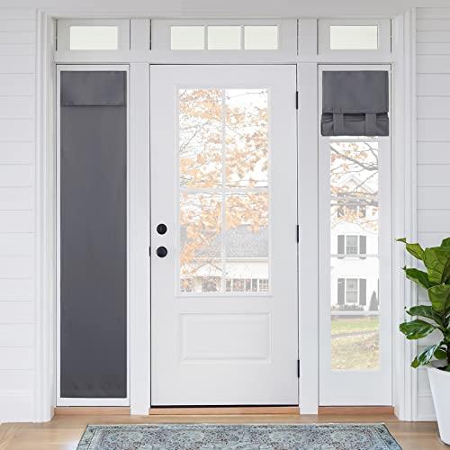 RYB HOME Sidelight Door Curtains, Thermal Insulated Blackouts Full Privacy Assured Side/Patio Glass/Front/French Door Window Curtain Small Shade, Grey, W12 x L69 inch, 1 Panel