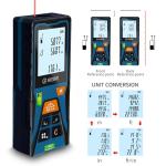 Laser Distance Meter 196ft – Digital Laser Measuring Tool with LCD Backlit Display, Area Volume Pythagorean, ±2mm Accuracy, Class II, Electronic Tape Measure for DIY Construction – AAA Battery Powered
