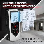 Laser Distance Meter Digital Laser Measuring Tool with LCD Backlit Display, Pythagorean Mode, Area & Volume Calculation, ±2mm Accuracy, Class II, Electronic Tape Measure for DIY and Construction 196ft