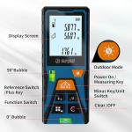 Laser Distance Meter 196ft – Digital Laser Measuring Tool with LCD Backlit Display, Area Volume Pythagorean, ±2mm Accuracy, Class II, Electronic Tape Measure for DIY Construction – AAA Battery Powered