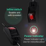 1.3ft Extension Cord with Switch, Weather Proof Extension Cord with On Off Switch, Heavy Duty 125v/250v 1625W Grounded Outlets 3 Prong Plugs with Safety Cover for Indoor/Outdoor Electrical Appliances