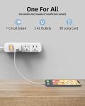 Flat Plug Power Strip Surge Protector 3 Outlets, Extension Cord 6 ft 3 Prong, 300J, 10A/1250W, Overload Protection Switch, Plug Strip for Home Office, Child Safety Slide Outlet Covers, SGS Approved