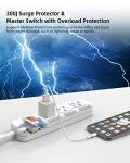 Flat Plug Power Strip Surge Protector 3 Outlets, Extension Cord 6 ft 3 Prong, 300J, 10A/1250W, Overload Protection Switch, Plug Strip for Home Office, Child Safety Slide Outlet Covers, SGS Approved