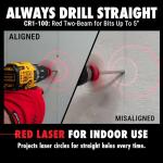 BullseyeBore Core CR1-100 Drill Guide for Straight Holes - Magnetic Drill Attachment with Efficient Red Laser for Visual Worksurface Alignment - Compatible with Common bits from 2” to 5”