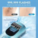 Laser Hair Removal for Women and Men - Permanent Painless Ice Cooling IPL Device Remover Machine with Shaver, Goggles, 999,999 Flashes for Body and Face, Corded