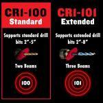 BullseyeBore Core CR1-100 Drill Guide for Straight Holes - Magnetic Drill Attachment with Efficient Red Laser for Visual Worksurface Alignment - Compatible with Common bits from 2” to 5”