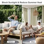 RYB HOME Waterproof Outdoor Curtains, 95 Inches, Beige