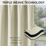 RYB HOME Waterproof Outdoor Curtains, 95 Inches, Beige
