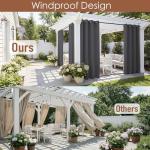 RYB HOME Extra Wide Grey Outdoor Curtains 2 Panels