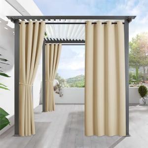 RYB HOME Waterproof Outdoor Curtain, Biscotti Beige, 1 Panel