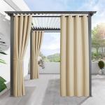 RYB HOME Waterproof Outdoor Curtain, Biscotti Beige, 1 Panel