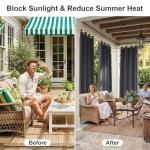 RYB HOME Extra Wide Grey Outdoor Curtains 2 Panels