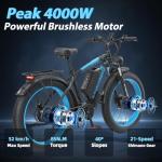 4000W AWD Electric Bike for Adults, 26” Fat Tire