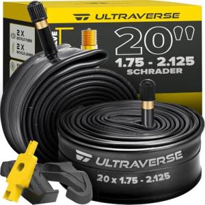 Ultraverse 20" Butyl Rubber Bike Inner Tubes - Set of 2