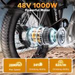 Kebiko 1000W Folding Electric Bike with 80-Mile Range