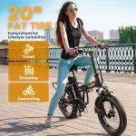Kebiko 1000W Folding Electric Bike with 80-Mile Range