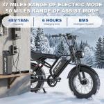 Qlaway 20" Fat Tire Electric Motorcycle Ebike