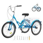 VEVOR 24-Inch Folding Adult Tricycle with Basket