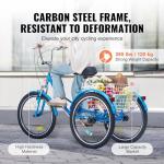 VEVOR 24-Inch Folding Adult Tricycle with Basket