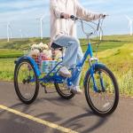 VEVOR 24-Inch Folding Adult Tricycle with Basket