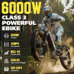 Seemoon 6000W Dual Motor Ebike Up to 120 Miles Long Range with 60V 30Ah 1800Wh Removable Battery for Adults,Max Speed 45MPH,24" Fat Tire All Terrain Electric Bike with Throttle Lock for Men Women SM3