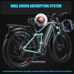 BIGUODIR Electric Bike for Adults – 30 MPH and 90-Mile Range, 48V 20Ah Removable Battery,1500W Ebike with 26" Fat Tire, Full Suspension, Dual Hydraulic Disc Brakes, 7 Speed, Class 3 Electric Bicycle